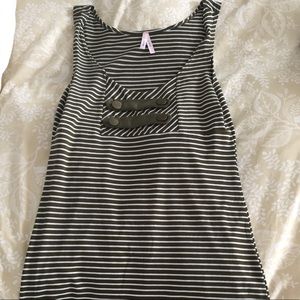 Green & white striped day dress